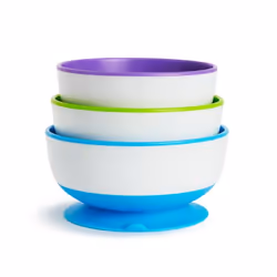 Munchkin Stay Put Suction Bowls 6 mois Bleu, Vert, Violet