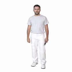 Prodec - PC19934 - Peintres Decorateurs 100% coton Blanc Pantalon de travail avec matelasse genou et avec poches aux genoux
