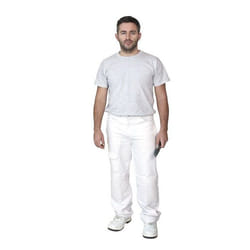 Prodec - PC19934 - Peintres Decorateurs 100% coton Blanc Pantalon de travail avec matelasse genou et avec poches aux genoux
