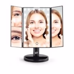 Rio MMFD miroir de maquillage Autonome Rond Noir, Argent