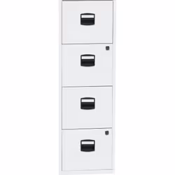 Classeur pour dossiers suspendus PFA, 4 tiroirs, blanc trafic. Produit livré = monté. Hauteur = 1321 mm. Largeur = 413 mm. Pr ...