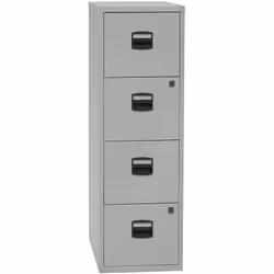 Classeur pour dossiers suspendus PFA, 4 tiroirs, argent. Produit livré = monté. Hauteur = 1321 mm. Largeur = 413 mm. Profonde ...