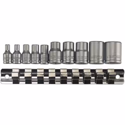 DESCRIPTION: Set d' embouts contenant 5 embouts sur douille 1/4 et 5 embouts sur douille 3/8 TX-E. Caractéristiques: Allant d ...