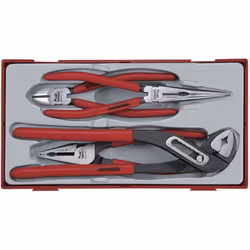 DESCRIPTION: Jeu de 4 pinces Mega Bite. Comprenant: 1 pince multiprise 250 mm 1 pince diagonale 150 mm 1 pince à bec long 200 ...