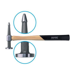 Marteau - TENG TOOLS - HMBH01 - Manche hickory - Tête ronde plate et tête panne pointe bombée