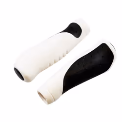 Poignee velo clarks ergonomique noir/blanc 130mm avec bouchon (pr)