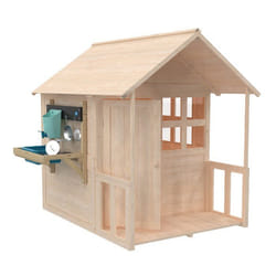 Maisonnette avec plancher véranda et cuisine BOUTON DOR COTTAGE en bois FSC® marron