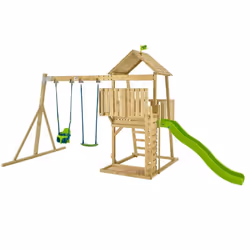 AIRE DE JEUX BOIS KINGSWOOD TP TOYS BALANCOIRE / BRAS DE PORTIQUE / FAUTEUIL BEBE / KIT D'ANCRAGE / BAC A SABLE H.306 CM REF ...