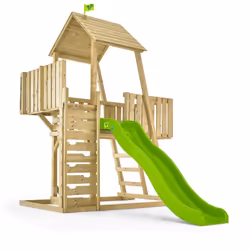 AIRE DE JEUX BOIS KINGSWOOD TP TOYS TOUR / ECHELLE / PLATEFORME / BALCON / BAC A SABLE / KIT D'ANCRAGE / TOBOGGAN H.306 CM RE ...