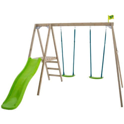 Station thymélée 2 balançoires - toboggan - kit d'ancrage - bois fsc® h200 cm