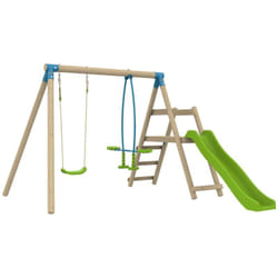 Station arbousier balançoire - vis-à-vis - toboggan - kit d'ancrage - bois fsc® h190 cm