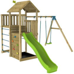 Tp Toys - Aire de jeux sarriette skywood double plateformes balançoire - toboggan - bac à sable - bois fsc®