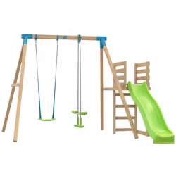 STATION AUBÉPINE TP TOYS BOIS CARRE BALANCOIRE / VIS-A-VIS / TOBOGGAN / KIT D'ANCRAGE H.243 CM REF 741S7 Tout ce dont vous po ...