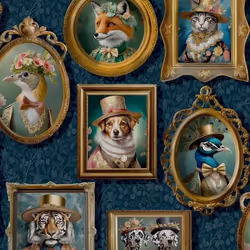 Papier peint - HOLDEN - Bêtes royales Marine - 1005 m - 53 cm - Motif animaux