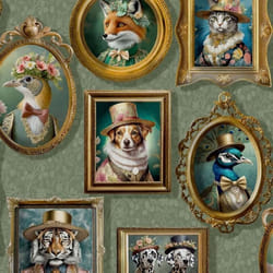 Papier peint - HOLDEN - Bêtes royales - Vert sauge - 1005 m - Motif animaux
