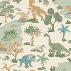 Papier peint du zoo des dinosaures Crème / Multi Holden 14012