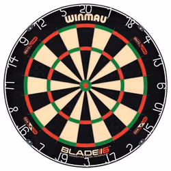Winmau Dartboard Blade 6 Dual Core (3031), Cible de fléchettes, Noir, Vert, Rouge, Blanc, Sisal, Rond, unisexe, 45 cm