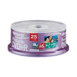 Memorex 16X Printable DVD+R 4.7GB 25 Pack Cakebox 4,7 Go