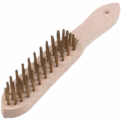 Brosse à 4 rangs de poils en acier laitonné pour usage intensif. Poild de 25 mm. Longueur totale de 290 mm.