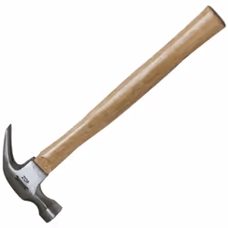 Tête en acier forgé à surface de frappe polie et manche en bois dur.