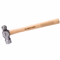 Tête en acier forgé et manche en bois d'hickory. Face de frappe chanfreinée et panne sphérique polies et laquées. Manche vern ...