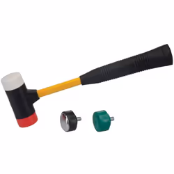 Maillet polyvalent à 4 têtes interchangeables. 3 têtes en plastique anti-marquage (blanc - doux, rouge - moyen et vert - dur) ...