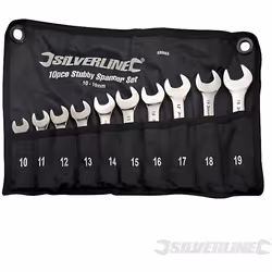 Jeu de 10 clés mixtes courtes - SILVERLINE - 10-19 mm - Acier chrome-vanadium