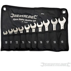 Jeu de 10 clés mixtes courtes - SILVERLINE - 10-19 mm - Acier chrome-vanadium