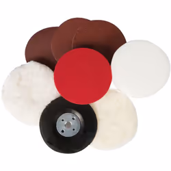 Kit d'accessoires de polissage polyvalents pour travailler sur bois, métal et revêtements de peinture. Comprend 1 plateau de ...