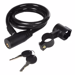Câble spiralé flexible en acier avec serrure à clé. La gaine PVC protège la peinture du vélo. À l'épreuve des intempéries. Fo ...
