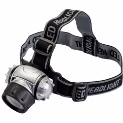 Lampe à plusieurs puissances d'éclairage : 4 LED (économique), 8 LED, 12 LED, 12 LED intermittentes. Bandeau tenant bien en p ...