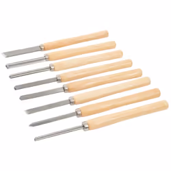 Poignées longues en bois blanc pour une prise à deux mains. Tiges et tranchants en acier à outils. Pour les tours à bois et l ...