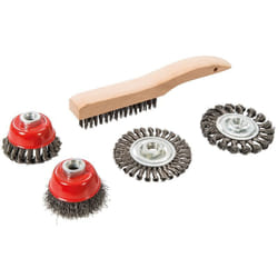 Silverline - ensemble brosse métallique, boisseau et roue à fils torsadés, 5 pcs 589548