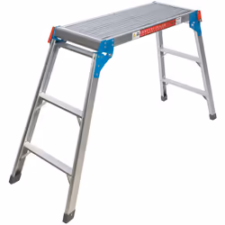 Structure en aluminium durci et anodisé avec surface de marche et pieds antidérapants. Une fois repliés, les pieds sont bloqu ...