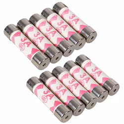 Dispositif de sécurité de rechange servant à protéger les circuits électriques. Longueur 25,4 mm ; diamètre 6,3 mm. Approuvé  ...