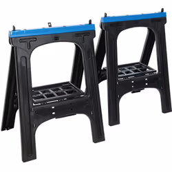 Tréteaux robustes en plastique servant de support pour pièce d'ouvrage. Pieds en caoutchouc antidérapants offrant une bonne s ...