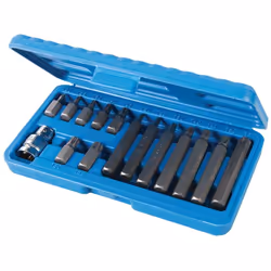 Douille chrome-vanadium avec embouts Trx trempés et revenus. Comprend douille d'entraînement 1/2, embouts Trx de 30 mm T20, T ...