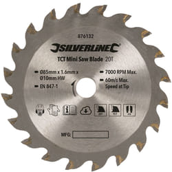 Lame de mini-scie tct ø 85 mm - alésage 10 mm - 20 dents Silverline 876132