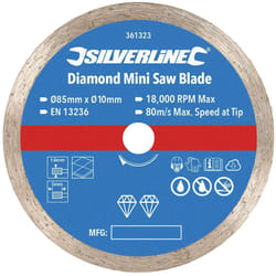 Silverline - Disque de coupe diamant pour mini-scie ø 85 mm, alésage de 10 mm