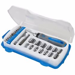 Jeu de 13 douilles en acier au carbone : 4 ; 4,5 ; 5 ; 5,5 ; 6 ; 7 ; 8 ; 9 ; 10 ; 11 ; 12 ; 13 et 14 mm. Embouts en acier au  ...