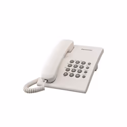 Panasonic KX-TS500PDW, Téléphone analogique, Combiné filaire, 100 entrées, Blanc