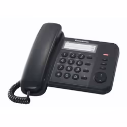 Panasonic KX-TS520EX1B, Téléphone analogique, Combiné filaire, 50 entrées, Identification de l'appelant, Noir
