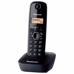 Panasonic KX-TG1611, Téléphone DECT, Combiné sans fil, 50 entrées, Identification de l'appelant, Noir