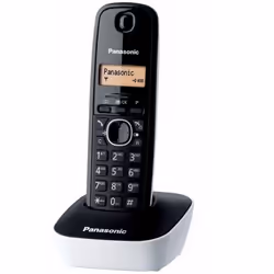 Panasonic KX-TG1611, Téléphone DECT, 50 entrées, Identification de l'appelant, Noir, Blanc