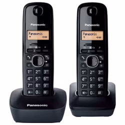 Panasonic KX-TG1612, Téléphone DECT, Combiné sans fil, 50 entrées, Identification de l'appelant, Noir