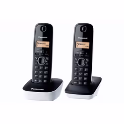 Panasonic KX-TG1612, Téléphone DECT, 50 entrées, Identification de l'appelant, Noir, Blanc