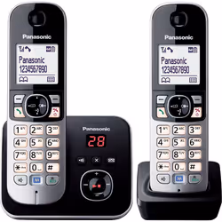 Panasonic KX-TG6822GB, Téléphone DECT, 120 entrées, Identification de l'appelant, Noir, Argent