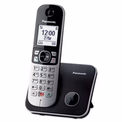 Panasonic KX-TG6851JTB, Téléphone DECT, Combiné filaire, Haut-parleur, 200 entrées, Identification de l'appelant, Noir, Gris