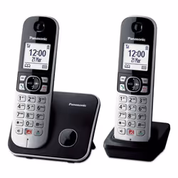 Panasonic KX-TG6852SPB, Téléphone DECT, Combiné sans fil, Haut-parleur, 200 entrées, Identification de l'appelant, Noir, Gris