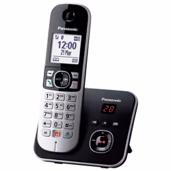 Panasonic KX-TG6861, Téléphone DECT, Combiné sans fil, Haut-parleur, 200 entrées, Identification de l'appelant, Noir, Gris
